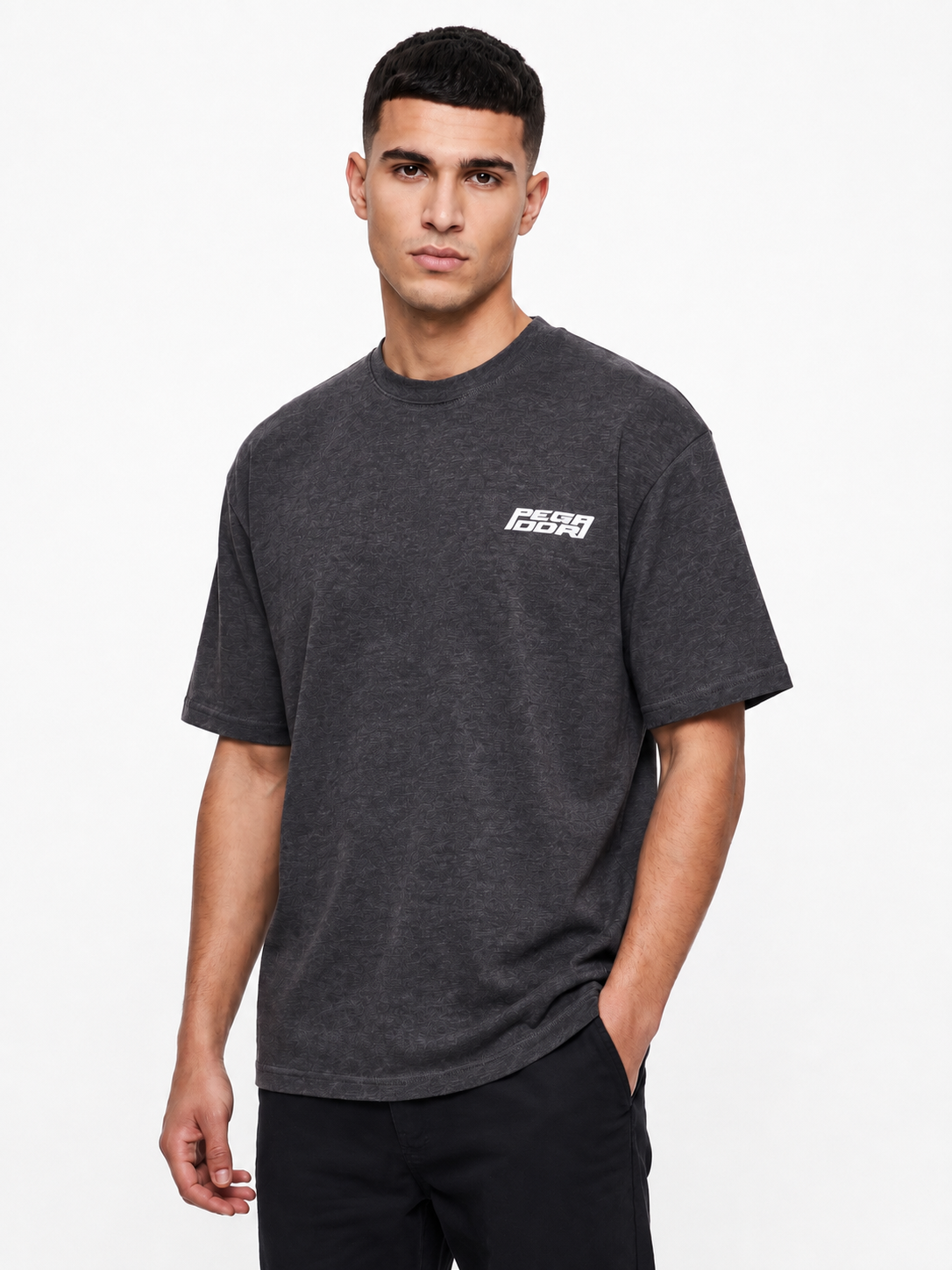 Men’s Dark Grey Textured Oversized T-Shirt | Casual Streetwear