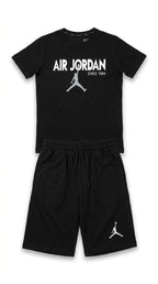 Men’s Black Graphic T-Shirt & Shorts Set | Casual Sportswear